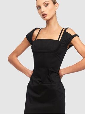 Black Square-Neck Mini Dress